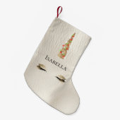 Cream Sparkle Gold Glam Einhornleuchten Kleiner Weihnachtsstrumpf (Vorderansicht (hängend))