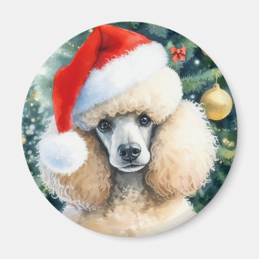 Cream Standard Poodle Wasserfarben Weihnachten Magnet (Vorne)