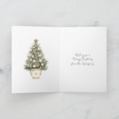 Cream Stripes Christmas Tree Star Ornaments Karte (Innenseite)
