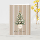 Cream Stripes Christmas Tree Star Ornaments Karte (Gelbe Blume)