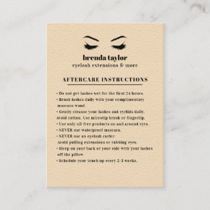 Cream Suede Eyelash Browbar Aftercare Instructions Visitenkarte