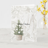 Cream Swirls Christmas Tree Ladder with Blanket Karte (Gelbe Blume)