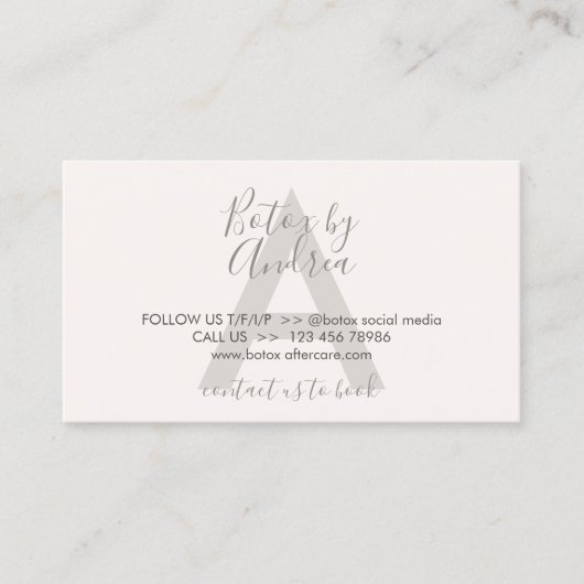 Cream Tan Botox Aftercare Instructions Visitenkarte (Vorderseite)