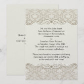 Cream Tan Damask Wirbel Post Wedding Einladung (Vorne/Hinten)