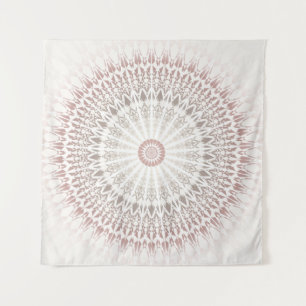 Cream-Tan-Neutrale Mandala Wandteppich