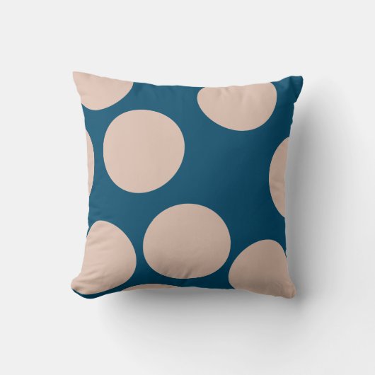 Cream Tan Polka Dots auf Ocean Blue Kissen (Vorderseite)