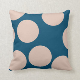 Cream Tan Polka Dots auf Ocean Blue Kissen