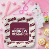 Cream Tan und Burgund Personalisierter Abschluss Pappteller (Party)