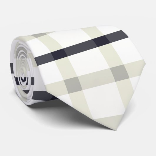 Cream Tartan in Grau und Schwarz Krawatte (Gerollt)