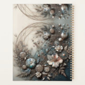 Cream Teal 3D skulpturale botanische Blumengestalt Planer (Rückseite)