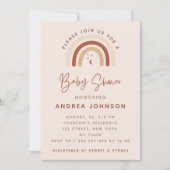 Cream & Terracotta Boho Rainbow Moon Babydusche Einladung (Vorderseite)