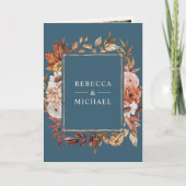 Cream Terracotta Floral QR Code Dusty Blue Wedding Einladung (Vorderseite)