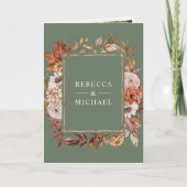 Cream Terracotta Floral QR Code Sage Green Wedding Einladung (Vorderseite)