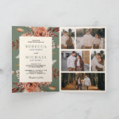 Cream Terracotta Floral QR Code Sage Green Wedding Einladung (Innenseite)