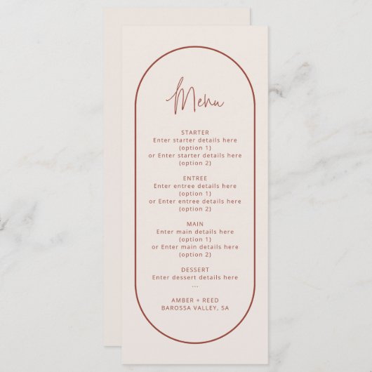 Cream Terracotta Geo Doppel Arch Wedelkarte Einladung (Vorne/Hinten)