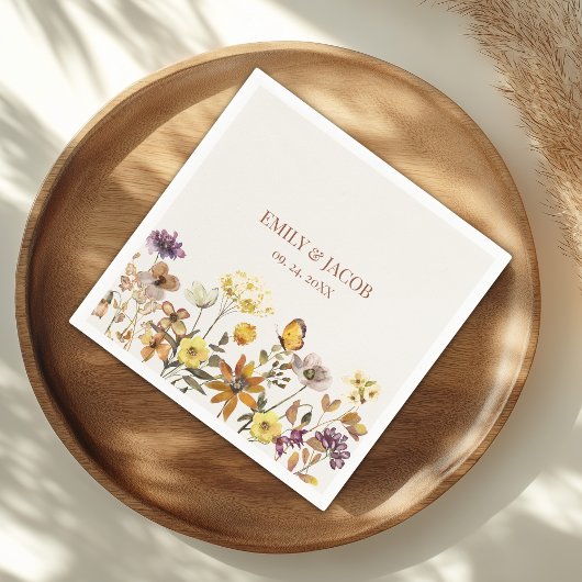 Cream & Terracotta Wildblume Boho Wedding Napkins Serviette