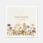 Cream & Terracotta Wildblume Boho Wedding Napkins Serviette (Vorderseite)