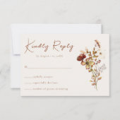 Cream & Terracotta Wildblume Boho Wedding RSVP Karte (Vorderseite)