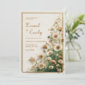 Cream Textured Gold Astrantia Wedding Einladung (Stehend Vorderseite)