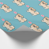 Cream Tibetan Spaniel Cartoon Dog Geschenkpapier (Ecke)