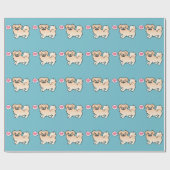 Cream Tibetan Spaniel Cartoon Dog Geschenkpapier (Flach)