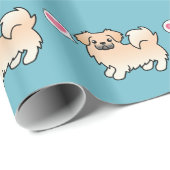 Cream Tibetan Spaniel Cartoon Dog Geschenkpapier (Rolleneckpunkt)