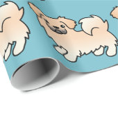 Cream Tibetan Spaniel Cartoon Dog Geschenkpapier (Rolleneckpunkt)