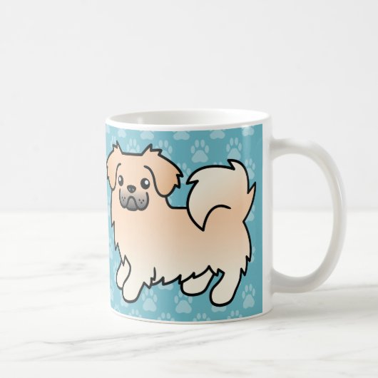 Cream Tibetan Spaniel Cartoon Dog Kaffeetasse (Rechts)