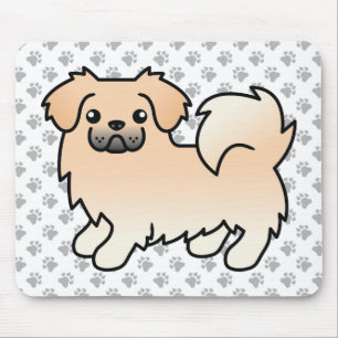 Cream Tibetan Spaniel Süßer Cartoon-Hund & Pfoten Mousepad