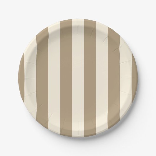 Cream Tofu Khaki Oyster Stripe Pappteller (Vorderseite)