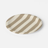 Cream Tofu Khaki Oyster Stripe Pappteller (Schrägansicht)
