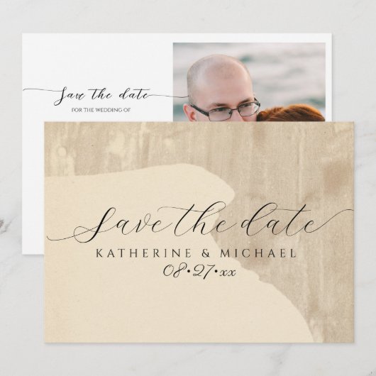 Cream tone Wedding Save The Date (Vorne/Hinten)