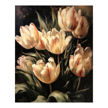 Cream Tulip Blume Art Print Poster