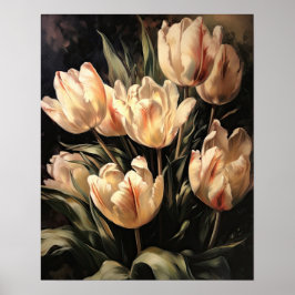 Cream Tulip Blume Art Print Poster