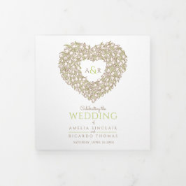 Cream tulips Herzkunst Widmung Hochzeit Dreifach-gefaltete Programmkarte