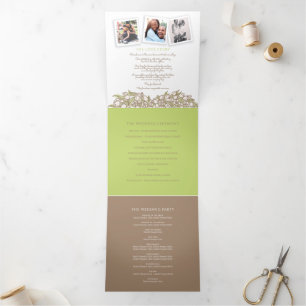 Cream tulips Herzkunst Widmung Hochzeit Dreifach-gefaltete Programmkarte