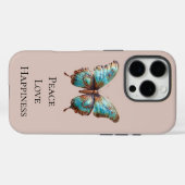 Cream Türkise Blue Butterfells Case-Mate iPhone Hülle (Rückseite (Horizontal))