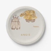 Cream Twins Boho Baby Shower Pappteller (Vorderseite)