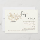 Cream Twins Little Pumpkins Baby Dusche Einladung (Vorderseite)