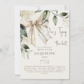 Cream Tying the Knot Bow Polterabend Einladung (Vorderseite)