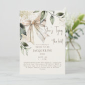 Cream Tying the Knot Bow Polterabend Einladung (Stehend Vorderseite)