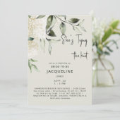 Cream Tying the Knot Hydrangeas Brautparty Einladung (Stehend Vorderseite)