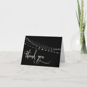 Cream Typografy 32 Black String Lights Vielen Dank Dankeskarte