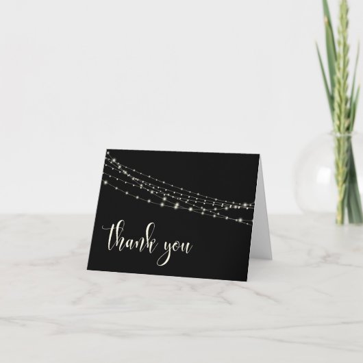 Cream Typography 30 Black Light String Thank You 1 Dankeskarte (Vorderseite)