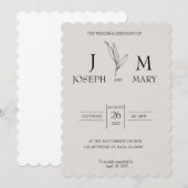 Cream und Black Minimalistisch Elegante Hochzeit E Einladung (Vorne/Hinten)