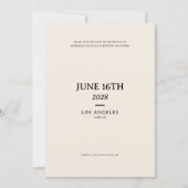 Cream und Black Modern Minimalistisch Wedding Save The Date (Vorderseite)