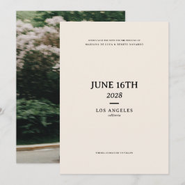 Cream und Black Modern Minimalistisch Wedding Save The Date