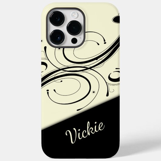 Cream und Black Scroll Accent Personal Case-Mate iPhone Hülle (Rückseite)