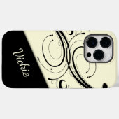 Cream und Black Scroll Accent Personal Case-Mate iPhone Hülle (Rückseite (Horizontal))