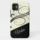 Cream und Black Scroll Accent Personal Case-Mate iPhone Hülle (Rückseite)
